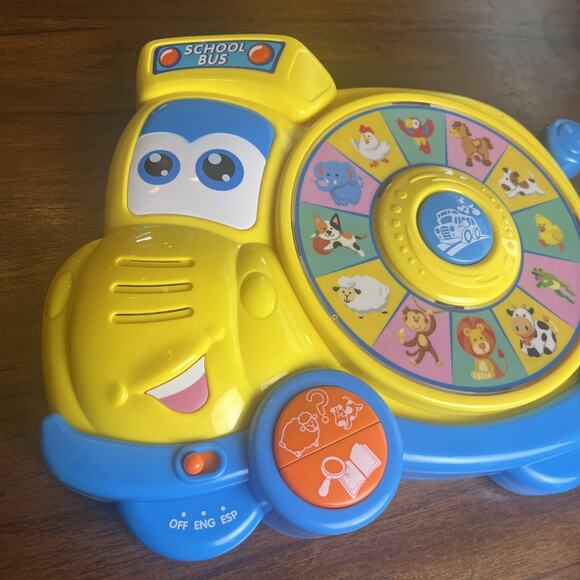 Happkid Preschool Spinning Learning School Bus English/Spanish Animal Sound Lit - Picture 3 of 10